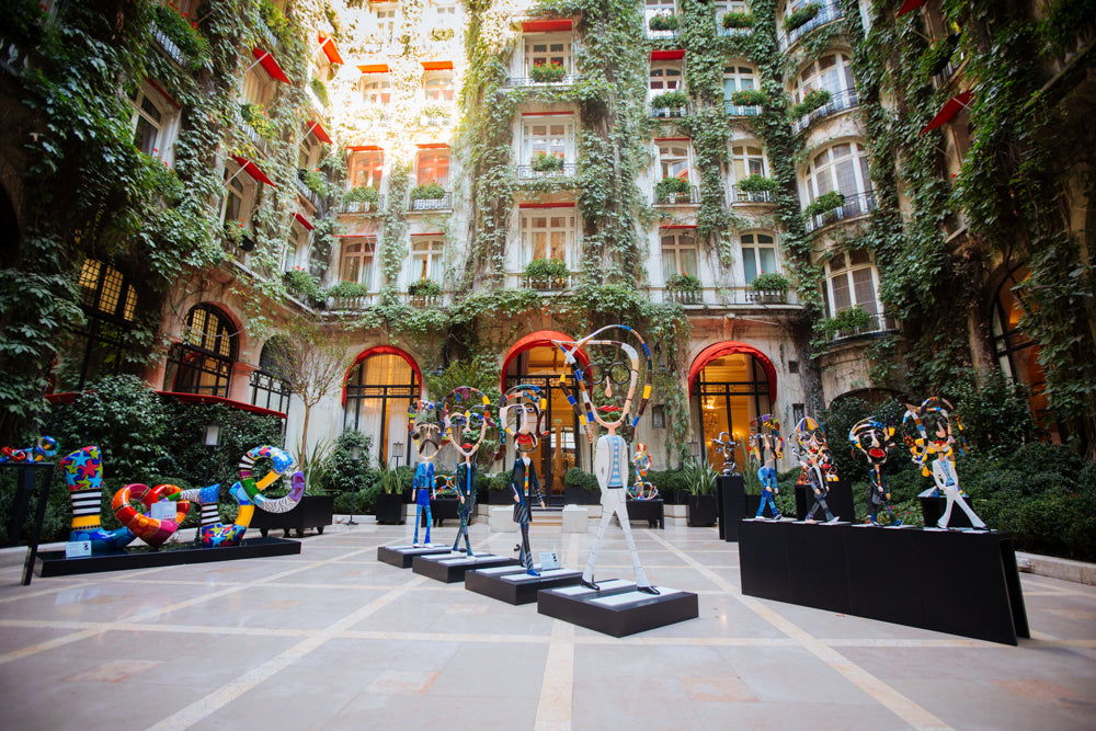 Exhibition view — colorful bronze sculpture by Dorit Levinstein